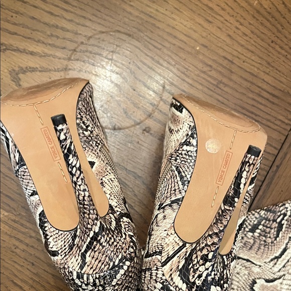 Vince Camuto Snakeskin Heeled Boots - Tan and Black - Picture 10 of 13